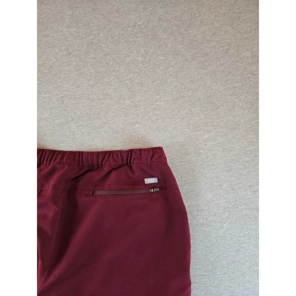 Figs Men's Joggers in Burgundy with Gray Drawstrings - Picture 4 of 14